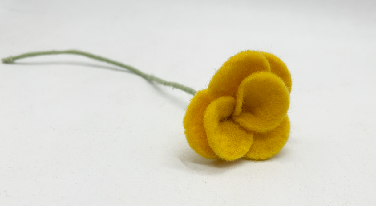 Handcrafted Yellow Wool Felt Rose - Everlasting Floral Decor